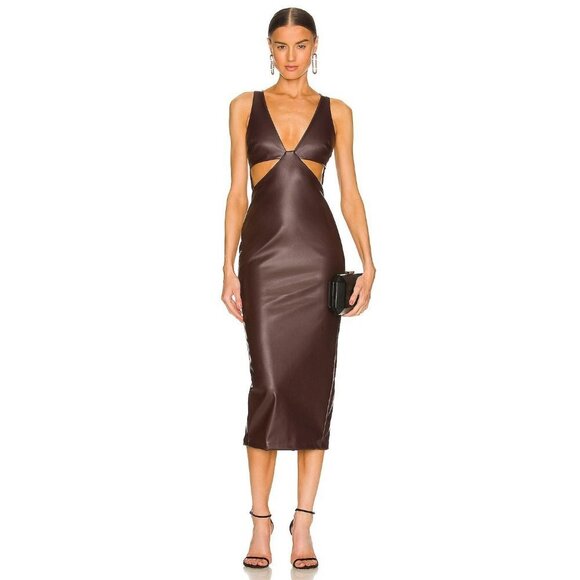 Nookie Womens Alexia Cut‎ Out Midi in Chocolate Size Large - Picture 1 of 9